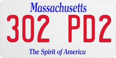 MA license plate 302PD2
