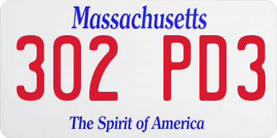 MA license plate 302PD3