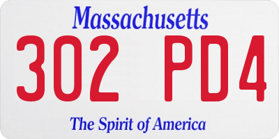 MA license plate 302PD4