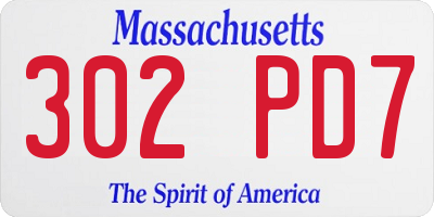MA license plate 302PD7