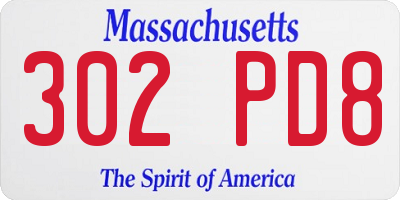 MA license plate 302PD8