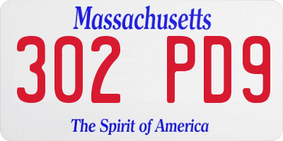 MA license plate 302PD9