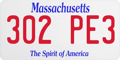 MA license plate 302PE3