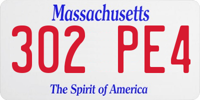 MA license plate 302PE4