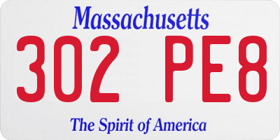 MA license plate 302PE8