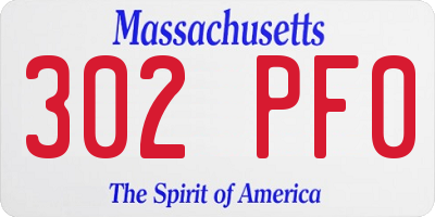 MA license plate 302PF0