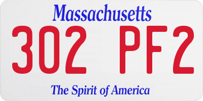 MA license plate 302PF2