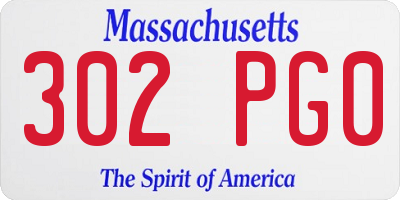 MA license plate 302PG0