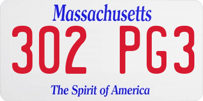 MA license plate 302PG3