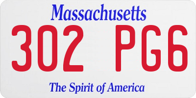 MA license plate 302PG6