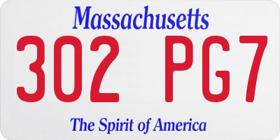 MA license plate 302PG7