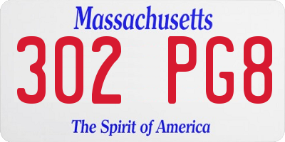 MA license plate 302PG8