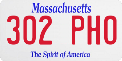 MA license plate 302PH0