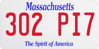 MA license plate 302PI7