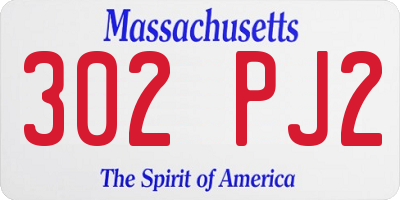 MA license plate 302PJ2