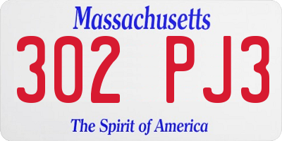 MA license plate 302PJ3