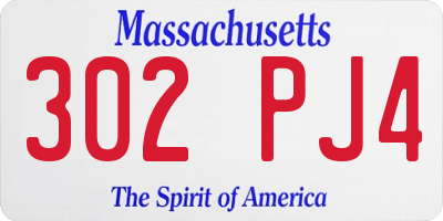 MA license plate 302PJ4