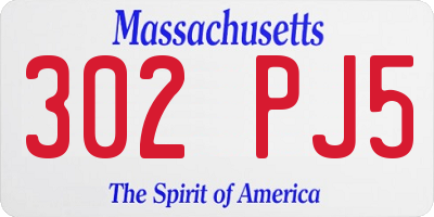 MA license plate 302PJ5