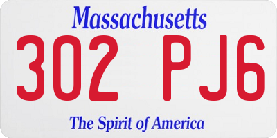 MA license plate 302PJ6