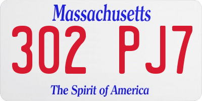 MA license plate 302PJ7