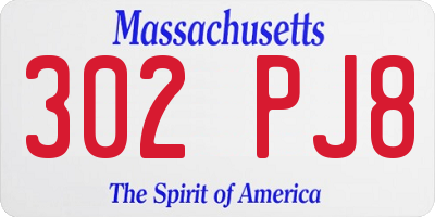 MA license plate 302PJ8