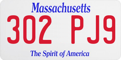 MA license plate 302PJ9