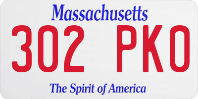 MA license plate 302PK0