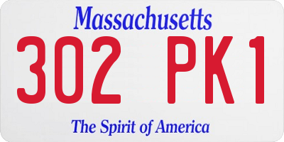 MA license plate 302PK1