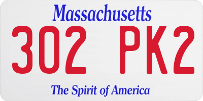 MA license plate 302PK2