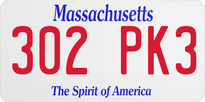 MA license plate 302PK3