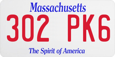 MA license plate 302PK6