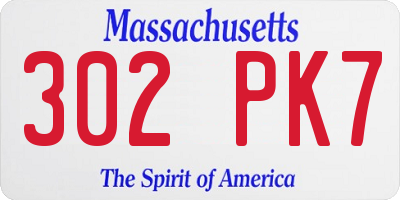 MA license plate 302PK7