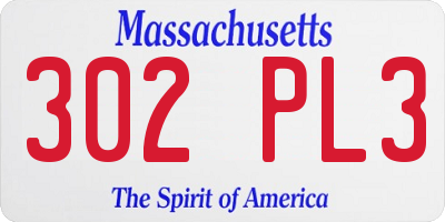 MA license plate 302PL3