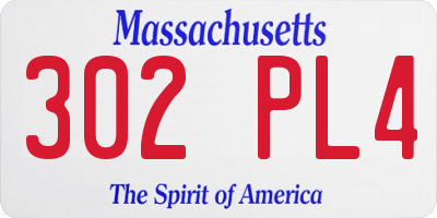 MA license plate 302PL4