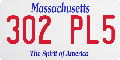 MA license plate 302PL5