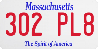 MA license plate 302PL8