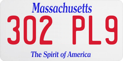 MA license plate 302PL9