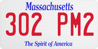 MA license plate 302PM2