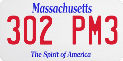 MA license plate 302PM3