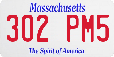 MA license plate 302PM5