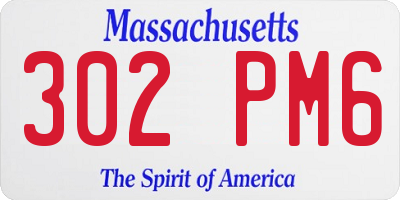 MA license plate 302PM6