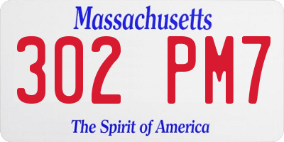 MA license plate 302PM7