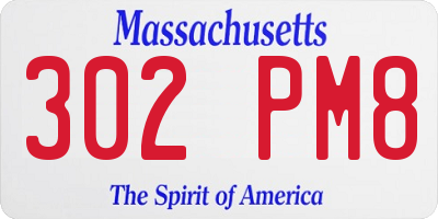 MA license plate 302PM8
