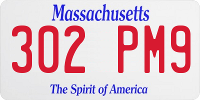 MA license plate 302PM9