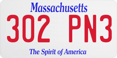 MA license plate 302PN3
