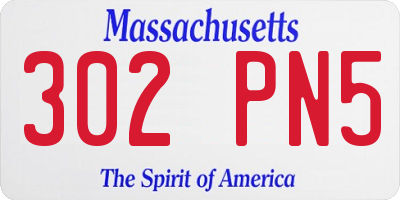 MA license plate 302PN5