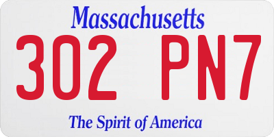 MA license plate 302PN7