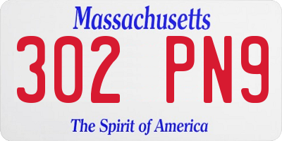 MA license plate 302PN9