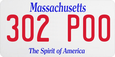 MA license plate 302PO0