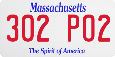 MA license plate 302PO2